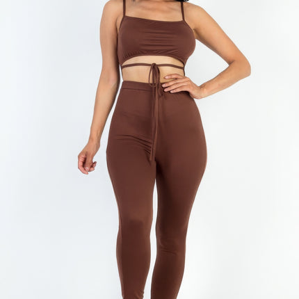 Solid Tie Front Cut Out Jumpsuit