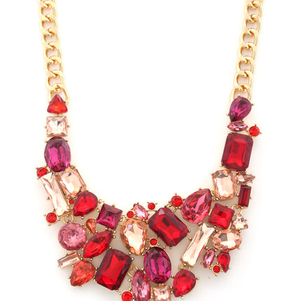 Teardrop Rectangle Shape Rhinestone Statement Necklace