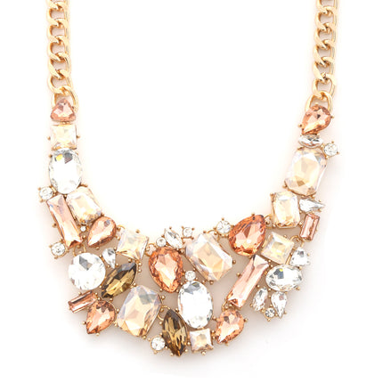 Teardrop Rectangle Shape Rhinestone Statement Necklace