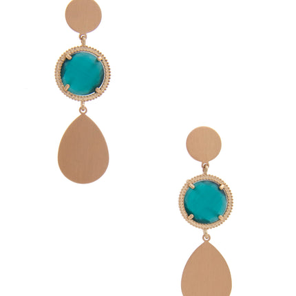 Round Gem Teardrop Dangle Earring