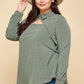 Plus Size Solid Long Sleeve Fashion Top