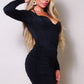 Long Sleeve Corset Halter Tie Mini Dress