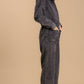 Mid button down stone wash wide leg distressed jumpsuit & side pockets with no lining