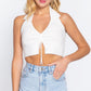 Halter Ruched Crop Sweater Knit Top