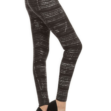 Tie Dye Print, Full Length Leggings In A Fitted Style With A Banded High Waist