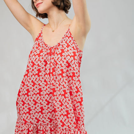 Floral Printed Wool Peach Cami Dress