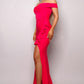 Crossover Front Off Shoulder Side Ruffle Maxi Dress