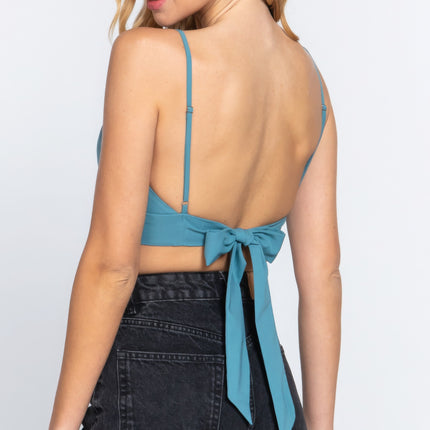 Back Ribbon Tie Cami Crop Top