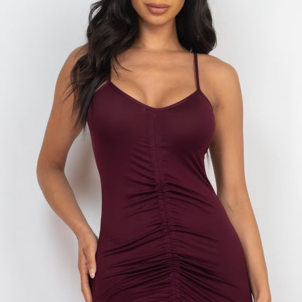 Adjustable Ruched Front Detail Mini Dress