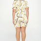 Plus Chain Belt Print Short Sleeve Wrap Tie Dress