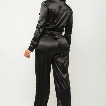 Front Zipper Pockets Top And Pants Jumpsuit