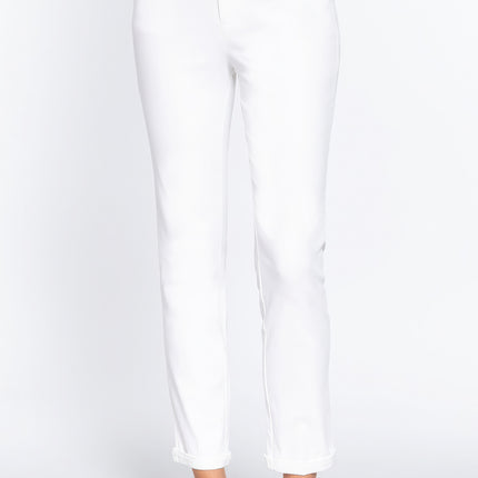 Cotton-span Twill Belted Long Pants