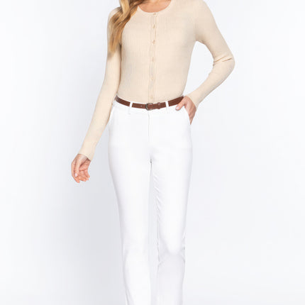 Cotton-span Twill Belted Long Pants