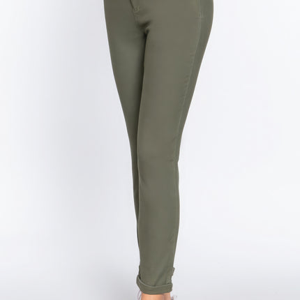 Cotton-span Twill Belted Long Pants