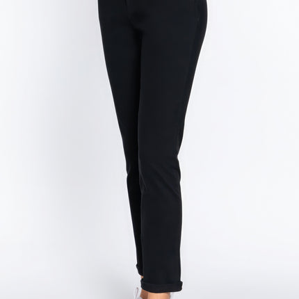 Cotton-span Twill Belted Long Pants