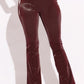 Velvet Pu Flared Pants