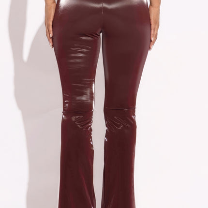 Velvet Pu Flared Pants