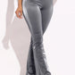 Velvet Pu Flared Pants