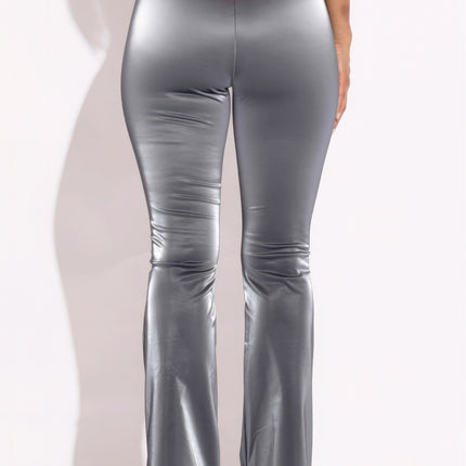 Velvet Pu Flared Pants