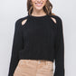 Knit Pullover Sweater With Cold Shoulder Detail