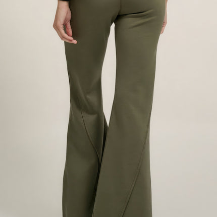 Solid Raw Edge Expose Seam Flare Pants