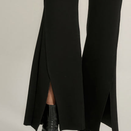 Solid Raw Edge Expose Seam Flare Pants