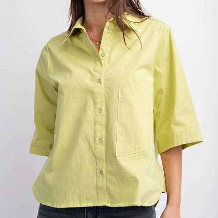 Half Slvs Stretch Poplin Button Down Shirt