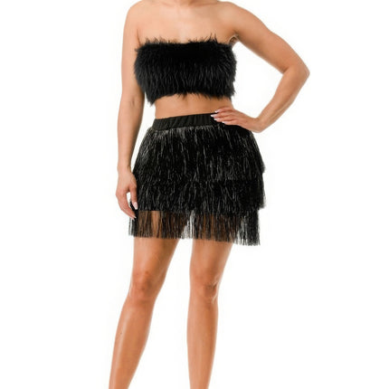 Fringe Metallic Skirt