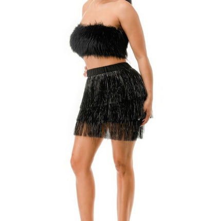 Fringe Metallic Skirt