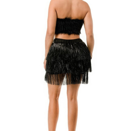 Fringe Metallic Skirt