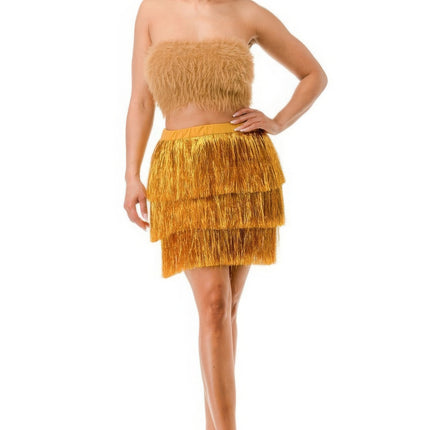 Fringe Metallic Skirt