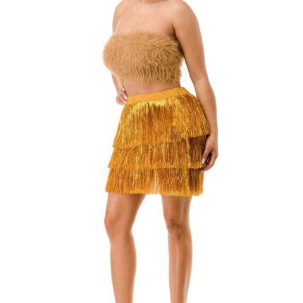 Fringe Metallic Skirt