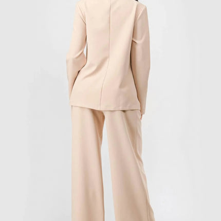 Luxe Stretch Woven Loose Fit Blazer And Wide Legs Pants Semi Formal Set