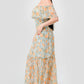 Floral Chiffon Off Shoulder Smocked Back Ruffled Tiered Maxi Dress