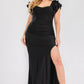 Plus Satin Strech Ruffle Party Maxi Dress