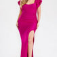 Plus Satin Strech Ruffle Party Maxi Dress