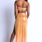 Foil Surplice Halter Top And Opened Maxi Skirt