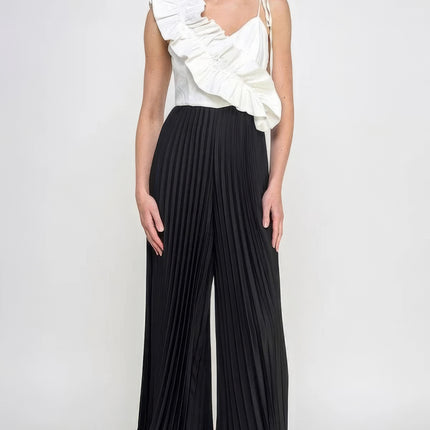 Cami Asymmetrical Ruffle Detail Pleated Bottom Jumpsuit