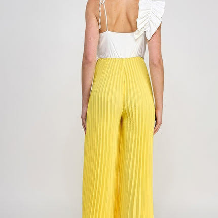 Cami Asymmetrical Ruffle Detail Pleated Bottom Jumpsuit