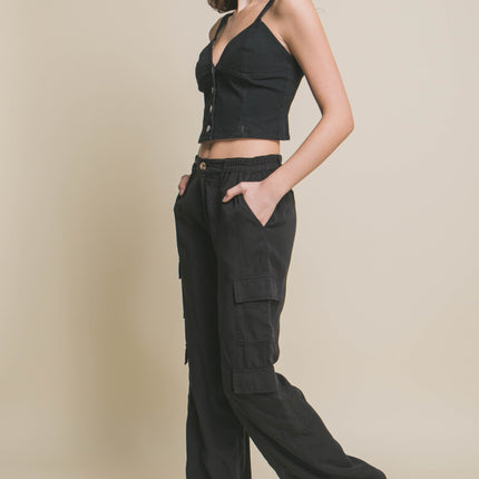 Full-length Tencel Pants With Cargo Pockets