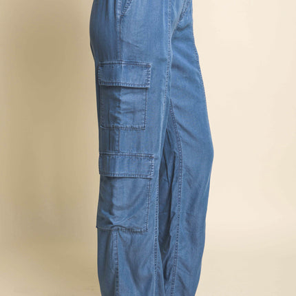 Full-length Tencel Pants With Cargo Pockets