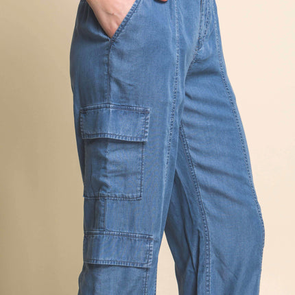 Full-length Tencel Pants With Cargo Pockets