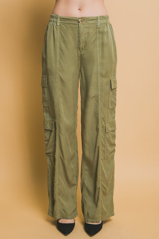 Full-length Tencel Pants With Cargo Pockets