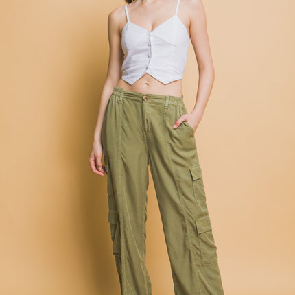 Full-length Tencel Pants With Cargo Pockets