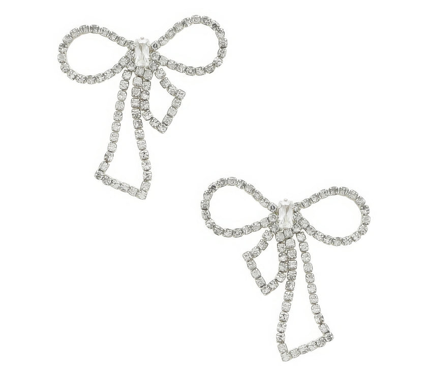 Rhinestone Bow Post Earrings