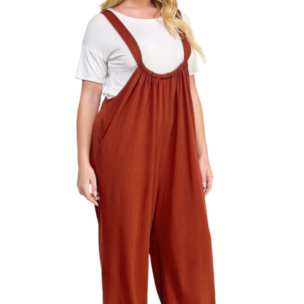 French Terry Wide Leg Jumpsuit Overalls