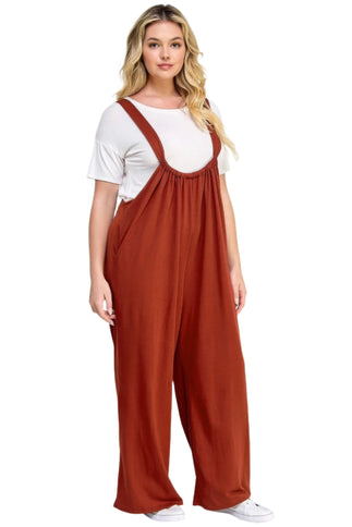 French Terry Wide Leg Jumpsuit Overalls