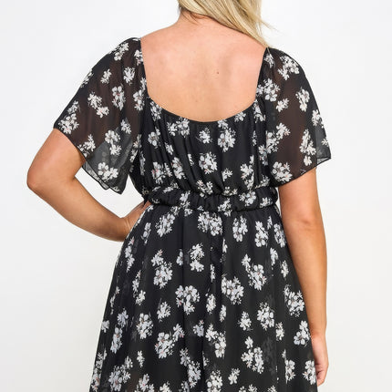 Plus Size Floral Chiffon Dress