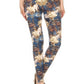 Floral Printed High Waisted Leggings With An Elastic Waist