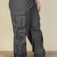 Plus Size Flap Pockets Drawstring Ruched Parachute Pants